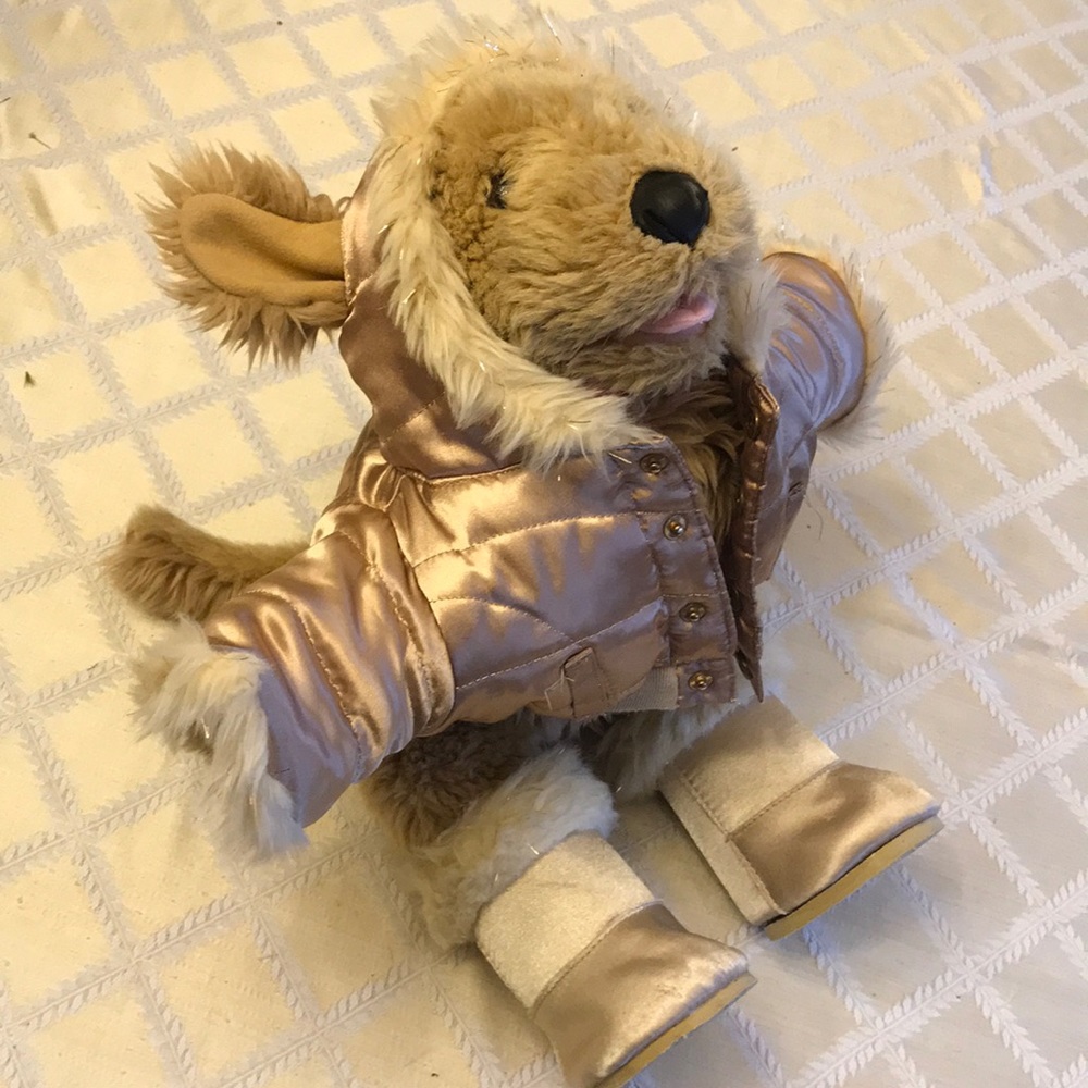 Gold build a bear dog w boots and coat - Picture 1 of 9